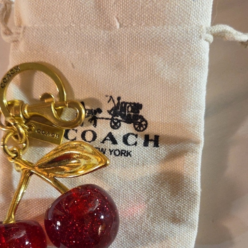 Coach Glittering Red Cherry Keychain - Picture 6 of 6